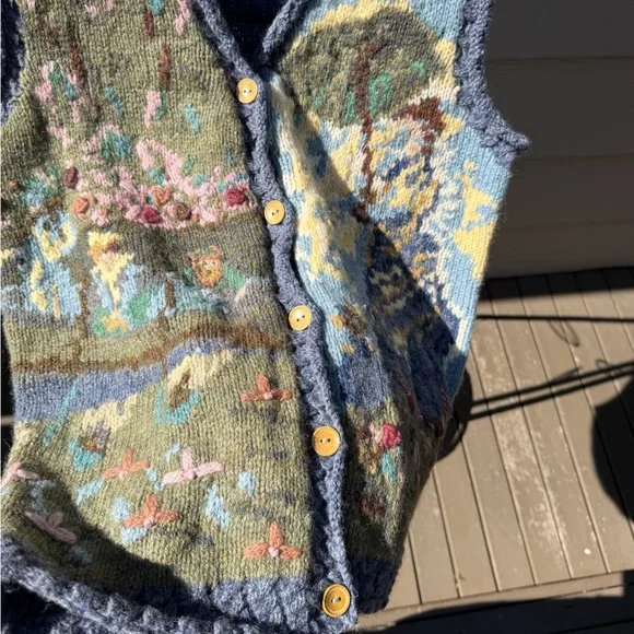 Multicolor Textured Women's Cardigan Vest - Picture 4 of 6